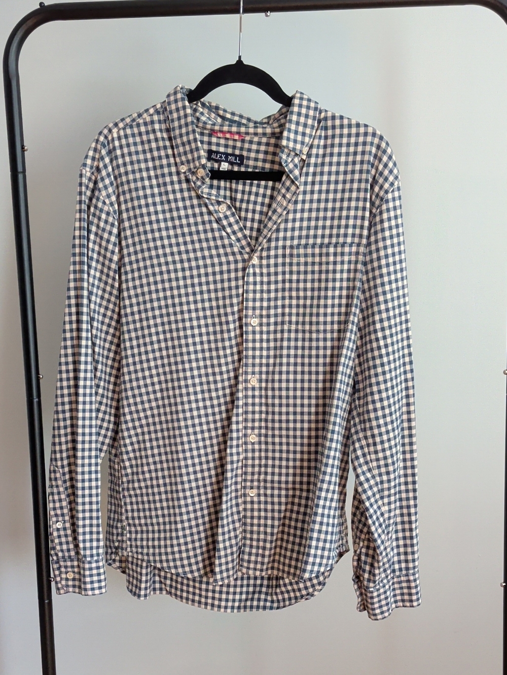 Alex Mill Navy and White Gingham Button-Down Shirt